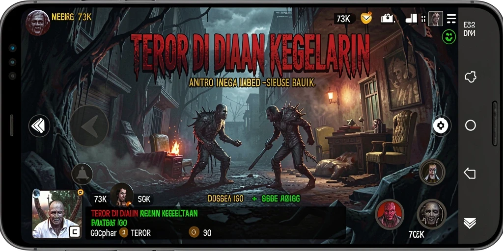 Tampilan gameplay menakutkan dari 73K yang penuh ketegangan.