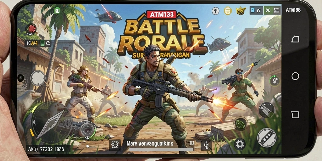 Screenshot gameplay <strong>ATM138</strong> dengan aksi Battle Royale yang mendebarkan.