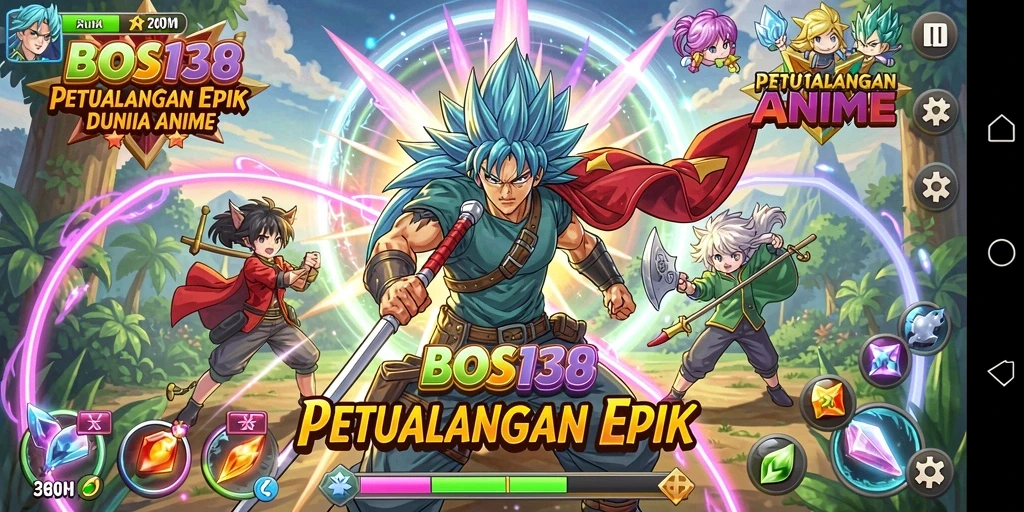 Tangkapan layar menampilkan pertarungan seru dalam game Anime.