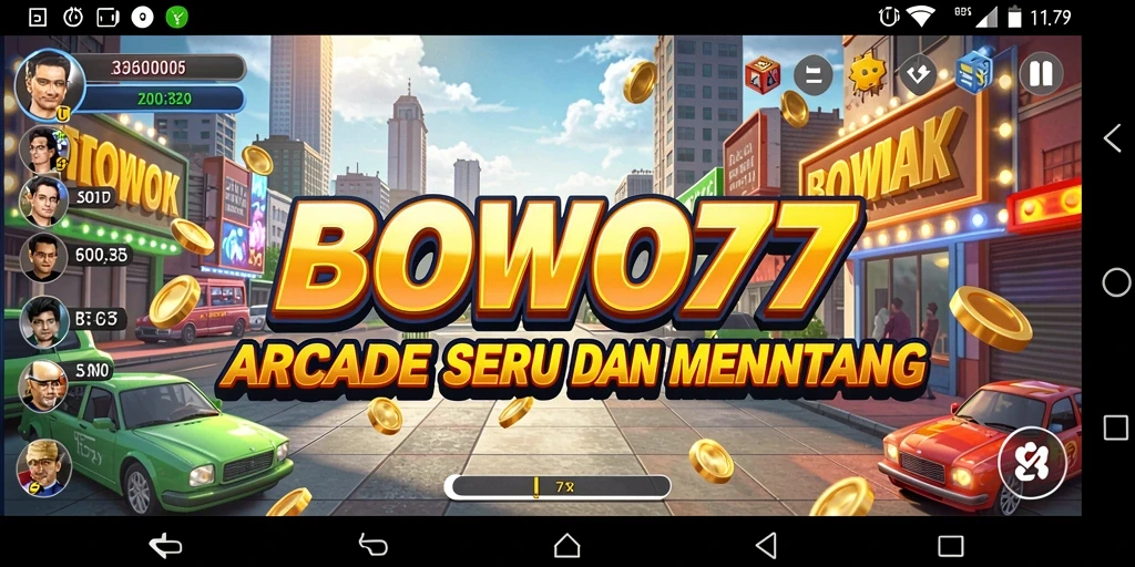 Screenshot BOWO77 menunjukkan aksi seru dalam gameplay arcade.