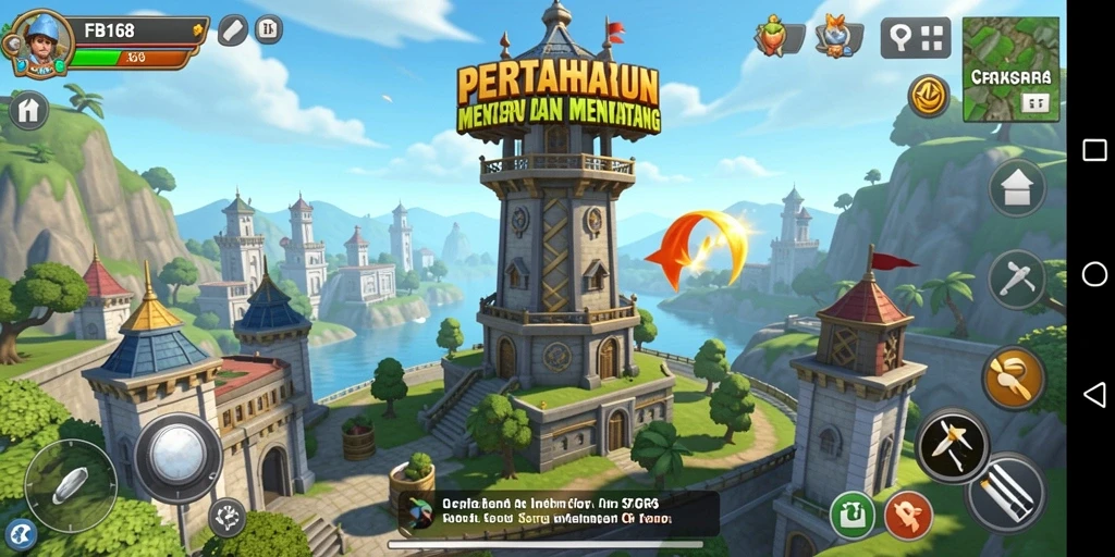 Tampilan gameplay FB168 menunjukkan pertahanan yang dinamis dan strategis.