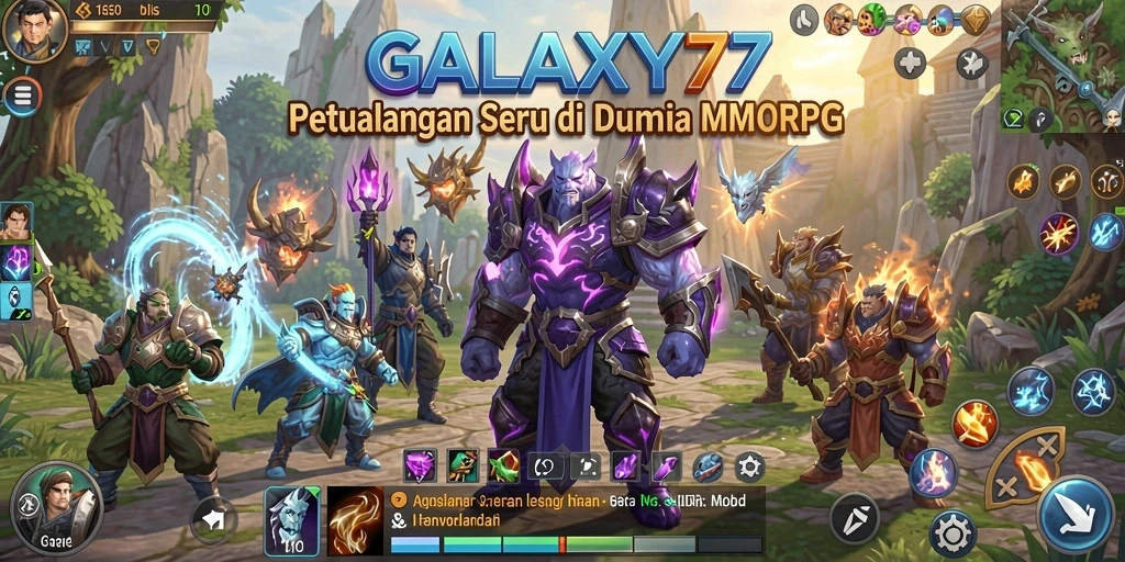 Tampilkan gameplay epik dalam GALAXY77 di dunia MMORPG.
