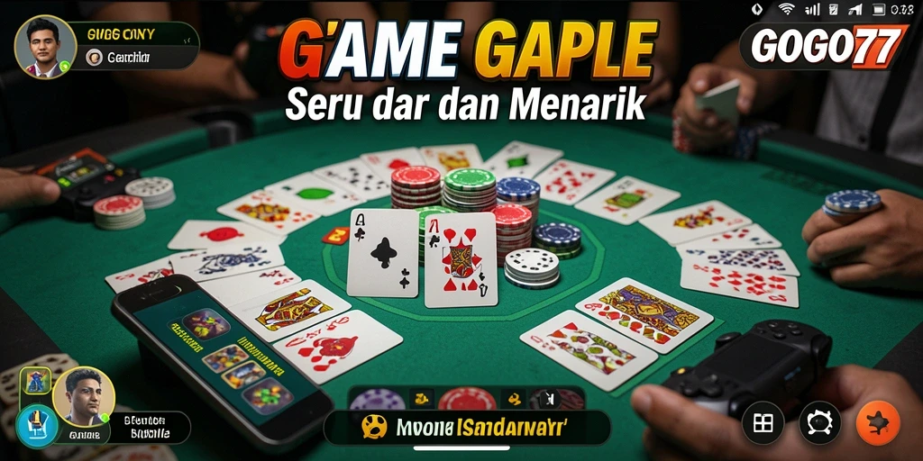 Screenshot gameplay GOGO77 menunjukkan suasana bermain Gaple yang seru.