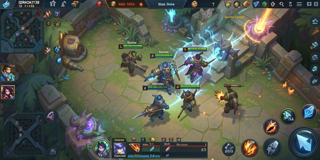Tampilan gameplay seru dari IDRHOKI138 di arena MOBA.