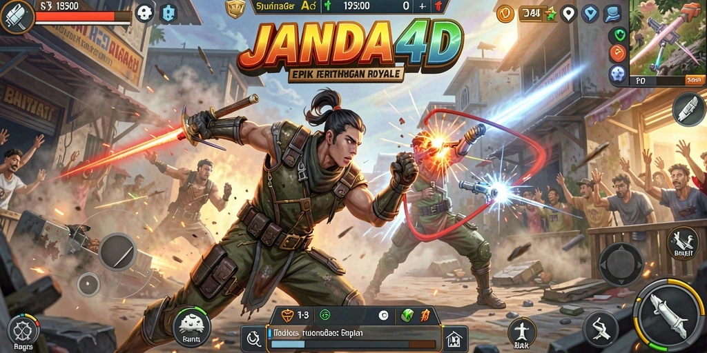 Tampilan gameplay menegangkan dalam JANDA4D Battle Royale.