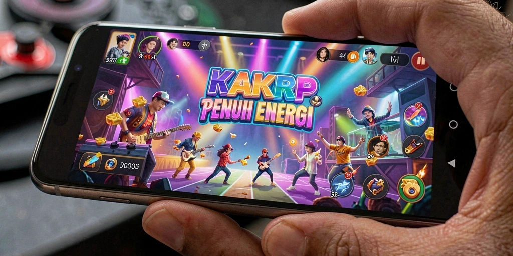 Tampilan gameplay KAKRP dengan deretan musik yang menarik.