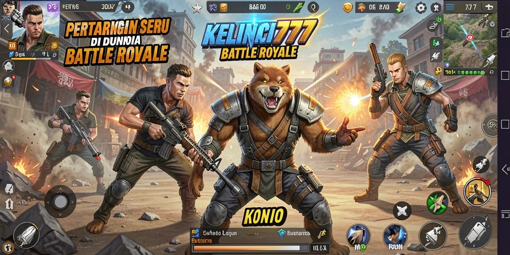 Screenshot KELINCI777 yang menunjukkan aksi pertarungan Battle Royale.