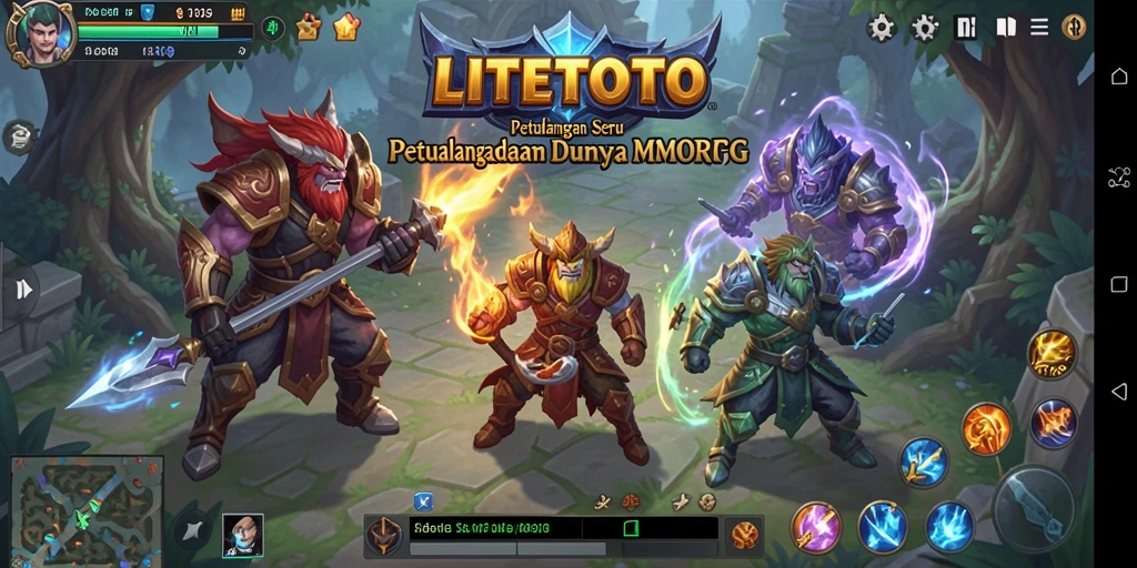 Screenshot LITETOTO menampilkan aksi pertempuran epik dalam dunia MMORPG.