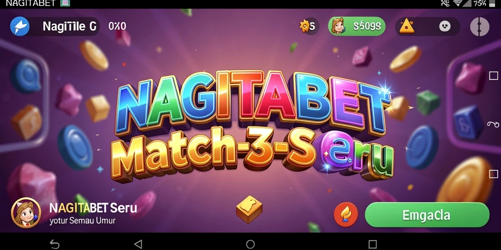Screenshot NAGITABET menampilkan serunya gameplay Match-3 yang penuh warna.