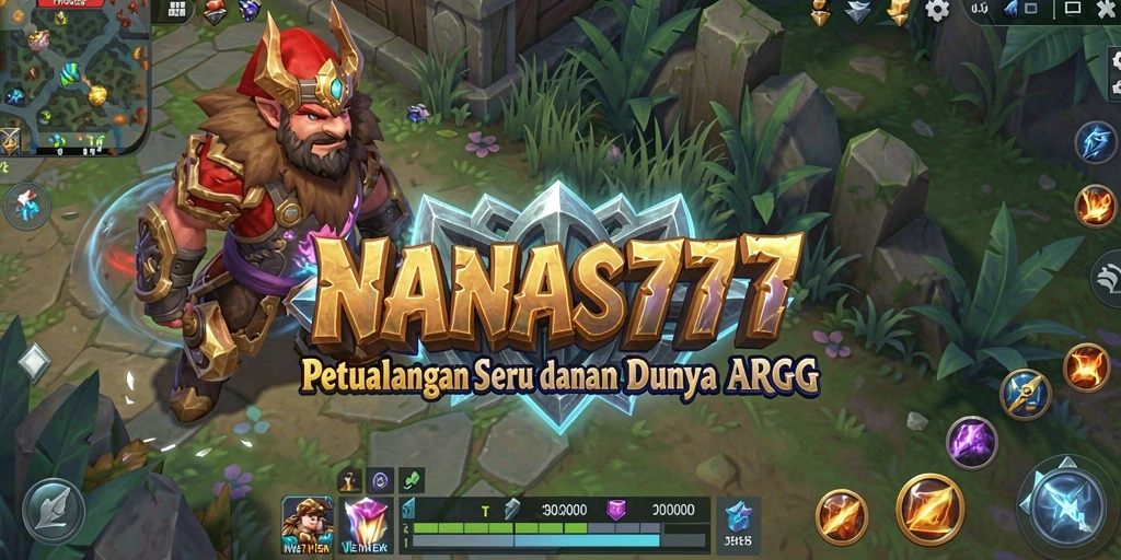 Screenshot NANAS777 menampilkan pemain bertarung melawan monster di dunia fantasi.