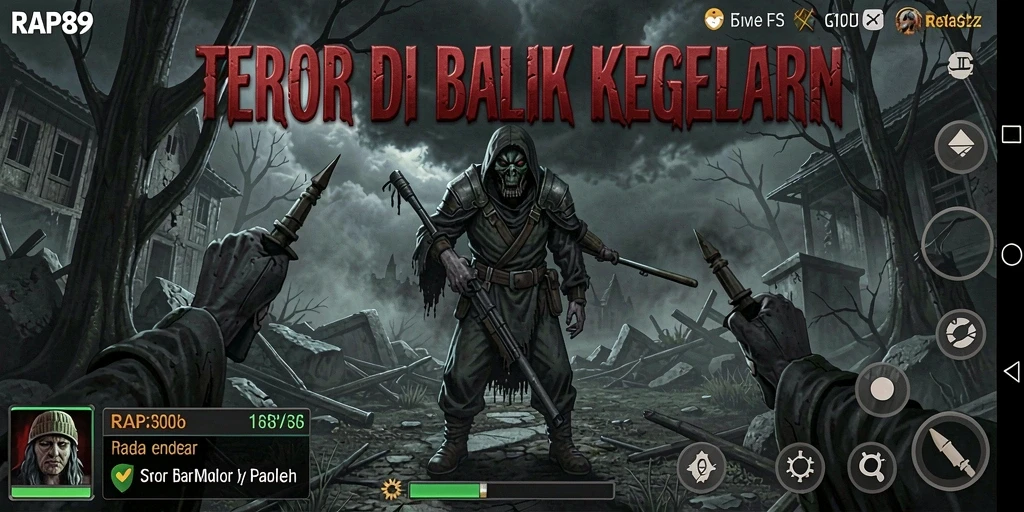 Screenshot menunjukkan momen menegangkan saat menjelajahi kegelapan.