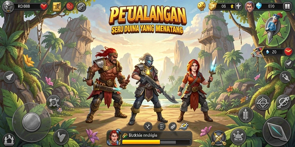 Screenshot utama RDI88 menampilkan aksi petualangan yang mendebarkan.
