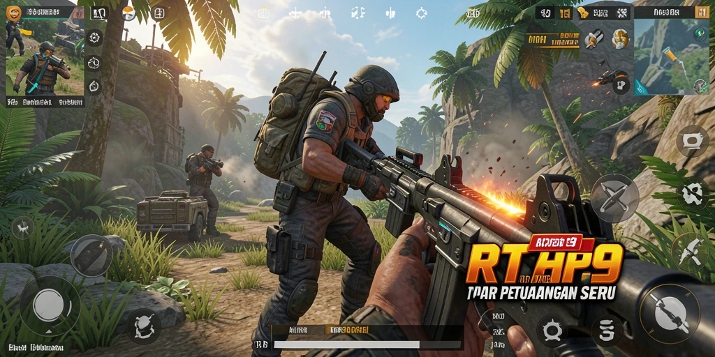 Screenshot RT99 menampilkan aksi pertempuran intens dalam gameplay TPS.