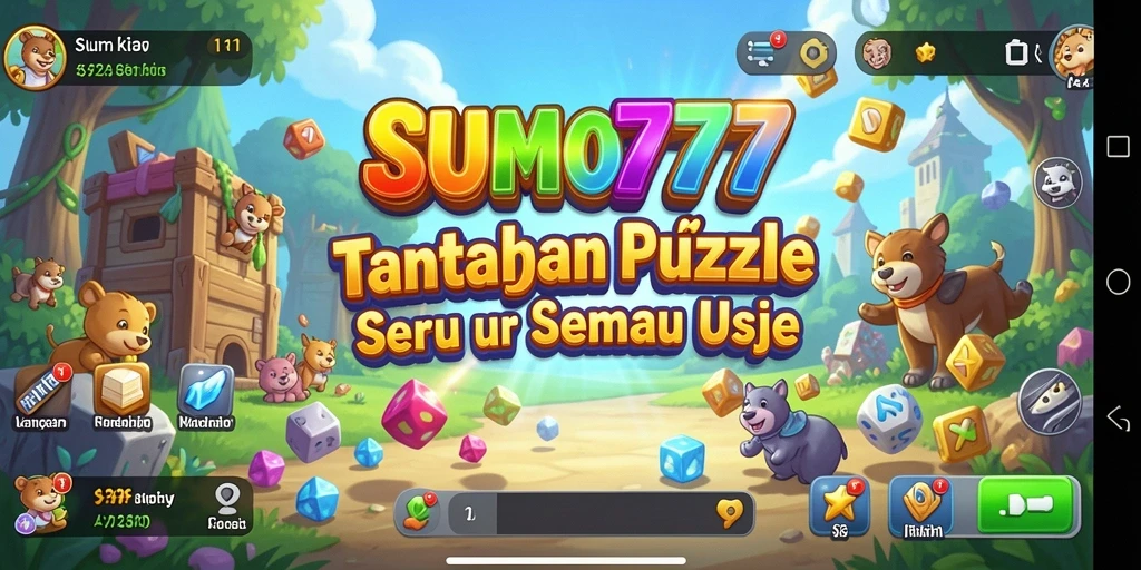 Tampilan gameplay menantang dari SUMO777 dengan elemen Puzzle yang berwarna-warni.
