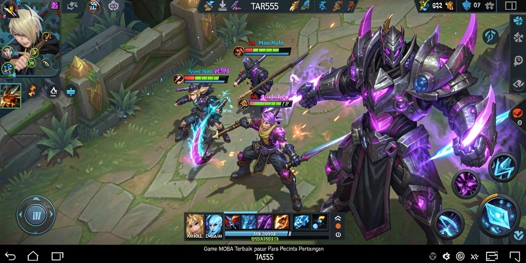 Screenshot TAR555 menampilkan aksi seru dalam pertempuran MOBA.